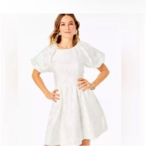 Lilly Pulitzer White Mini Dress with Puff Sleeves